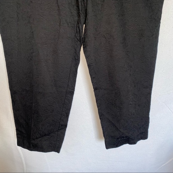 Talbots 100% Cotton Black Floral Cropped Trouser Pants | Talbots Dress Pants - Picture 7 of 14